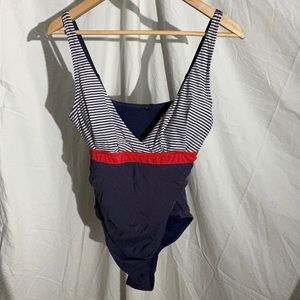 Blue red and white bathing suit swimming one piece